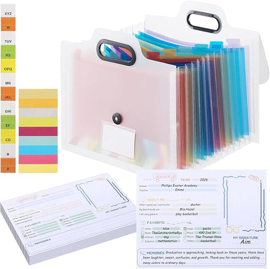 School Memory Box School Years Organizer Kit with 30 Writable Sheets Memory Book Photo Album Keepsake Box for Storing Memo...