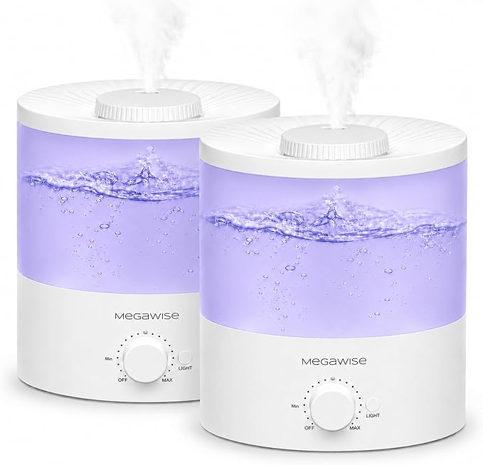 MegaWise Cool Mist Humidifiers for Babies, Bedroom, Nursery, Home and Office | Super Quiet Ultrasonic Vaporizer, Large To...