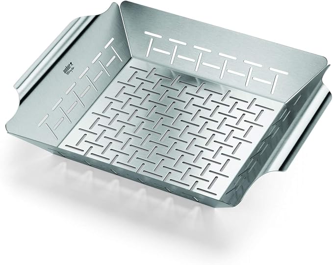 Weber Deluxe Grilling Basket – Stainless Steel Grill Basket for Vegetables, Seafood & Small Foods, Durable BBQ Cooking Acc...