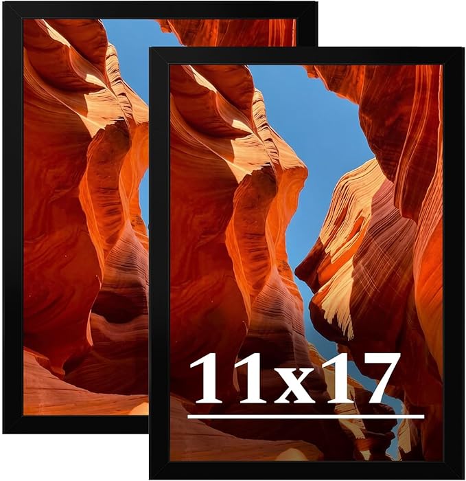 Veleclo 11x17 Picture Frame Set of 2, 11 x 17 Black Picture Frame with HD Plexiglas, 11 by 17 Poster Frame, Display Frame ...