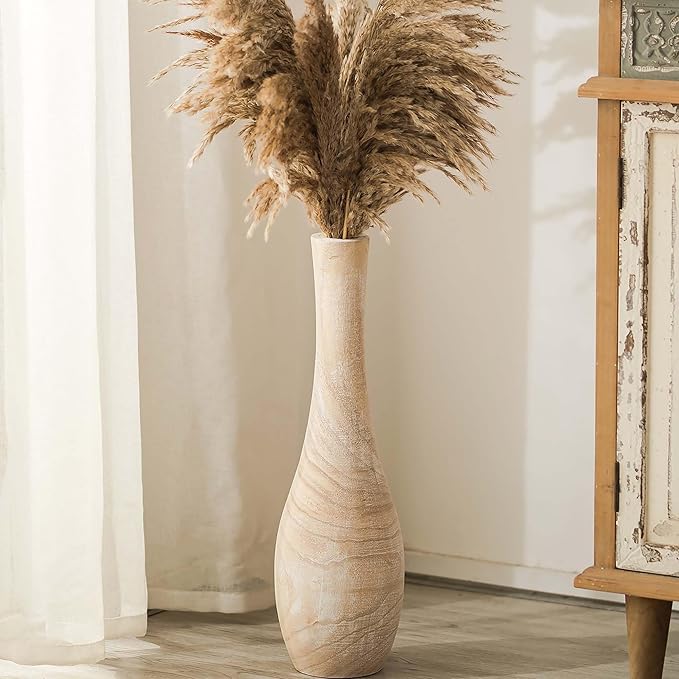 Hanobe Floor Vase Home Decor: 22 inch Tall Decorative Wood Vases for Living Room Large Rustic Farmhouse Boho Vase for Dini...