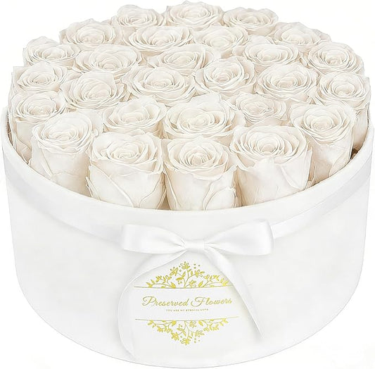 27 Forever Flowers in a Luxury Suede Box, Preserved Roses Birthday Gifts for Women, Romantic Anniversary Wedding Gifts for...