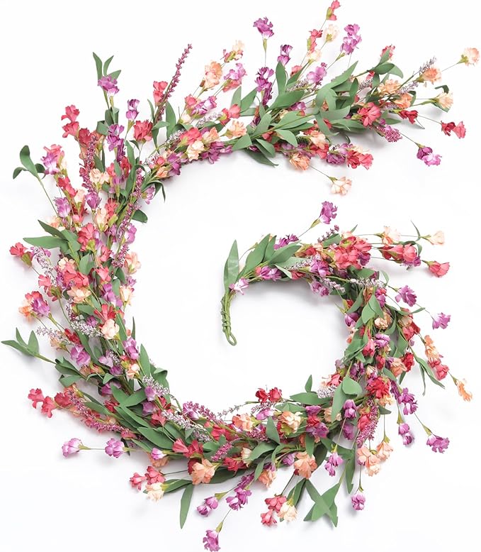 Artgar Flower Garland 6Ft Spring/Summer Garland Floral Garlands for Mantle All Year Round Paper Garlands Decor for Indoor ...