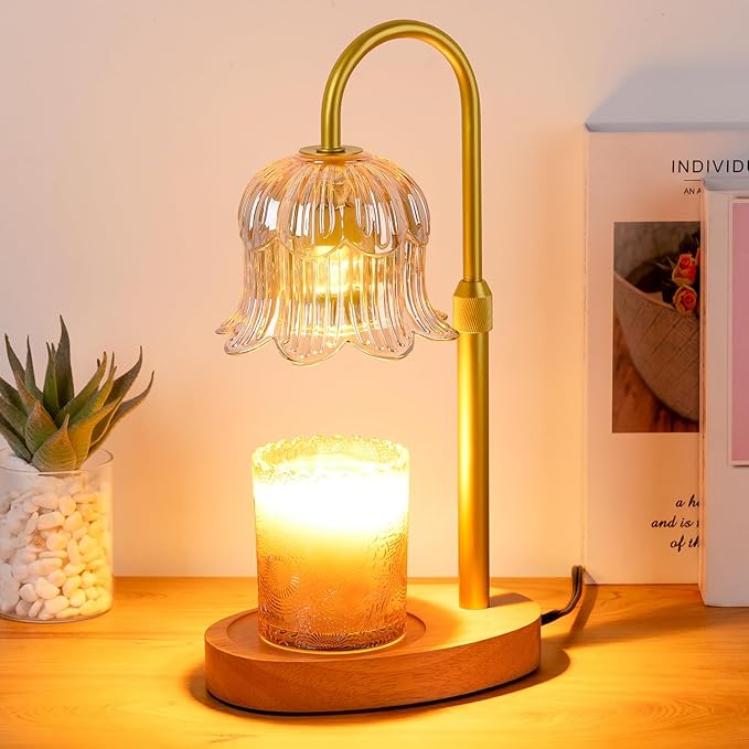 CRMILL Candle Warmer Lamp Electric Timer - Candles Warming Light Height Adjustable Dimmable Warmers Flower Lamps No Flame ...