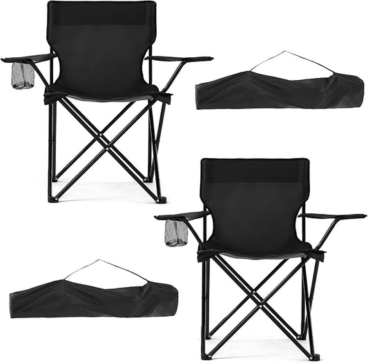 Canpsky 2 Pack Lightweight Folding Camping Chairs, Outdoor Lawn Beach Chair with Cup Holder & Carry Bag for Travel, Fishin...