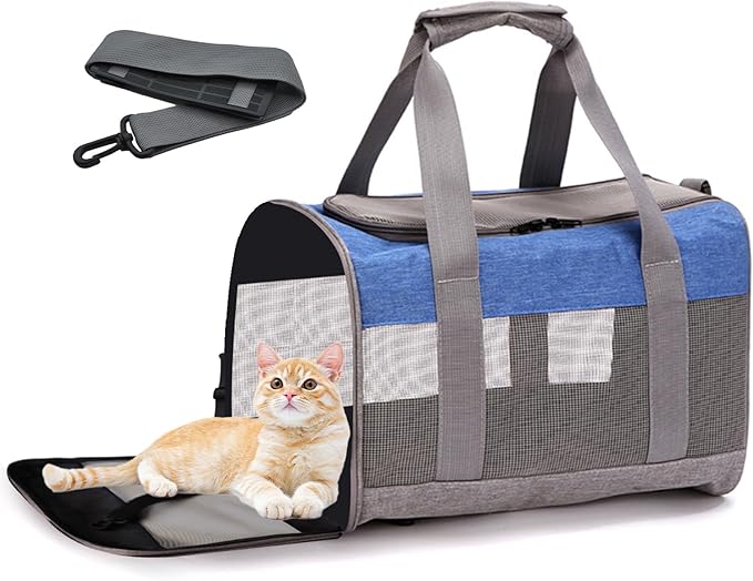 MUYG Soft Sided Pet Carrier for Cat,Airline Approved Cat Carriers Collapsible Portable Kitten Travel Crate Breathable Vent...