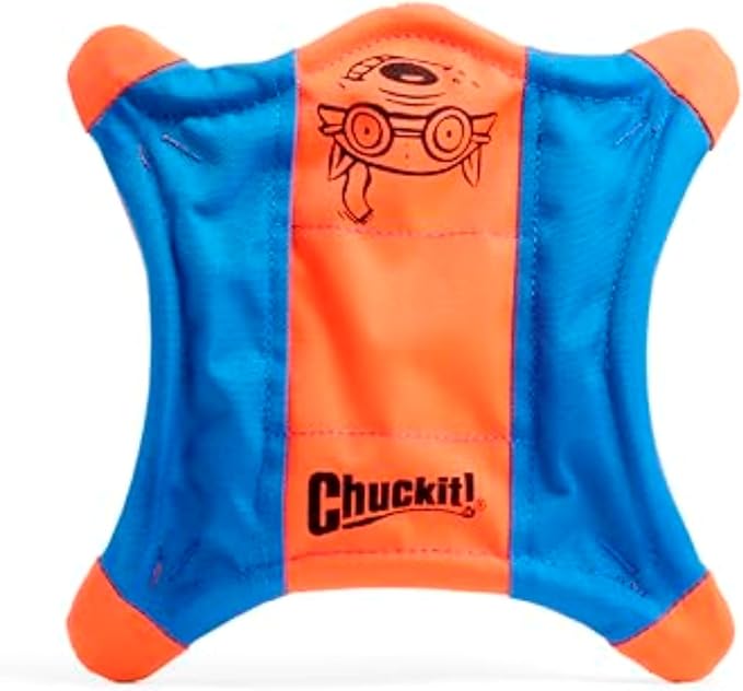 Chuckit! Flying Squirrel Fetch Dog Toy - Water Floating Flyer - Soft and Durable Polyester Canvas Construction - For Mediu...