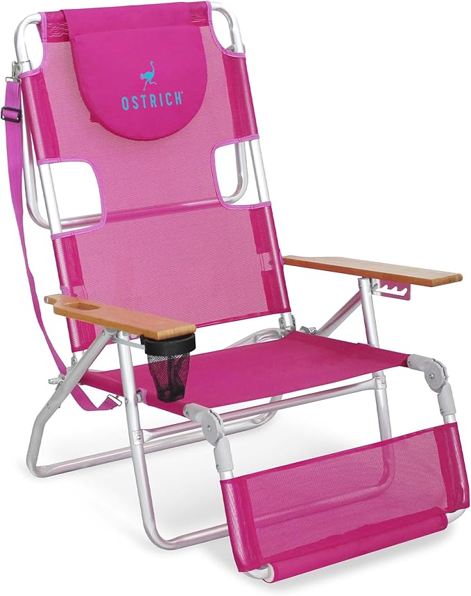 Ostrich The Original 3N1 Lightweight Beach Reclining Lounge Chair with Footrest, Outdoor Furniture for Patio, Balcony, Bac...