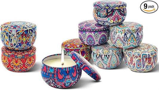 Scented Candle Gift Set,9-Pack Aromatherapy Soy Candles,No Toxic Mini Tealights with Floral Scents for Stress Relief & Rel...
