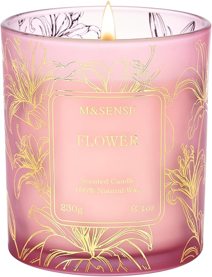 M&SENSE Floral Scented Soy Candles-Vegan, Heavy Scented, No Toxin 8.1oz 42-Hour Long Burning Time, Spring Summer Candles f...