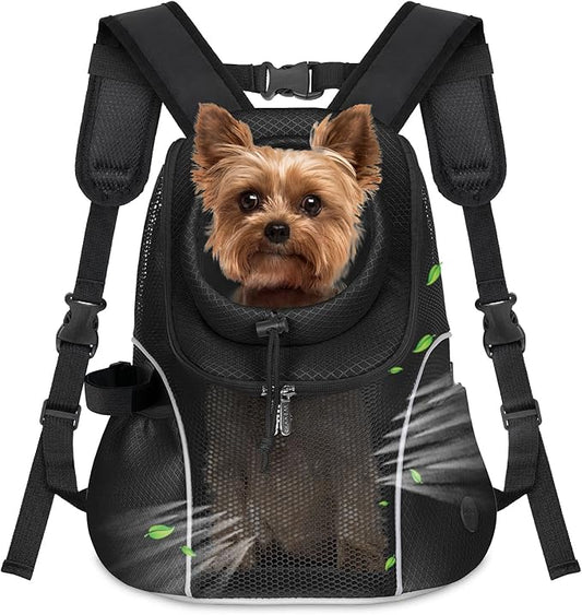 WOYYHO Pet Dog Carrier Backpack Small Dog Front Backpack Ventilated Mesh Dog Travel Back Pack with Safety Belt for Travel ...
