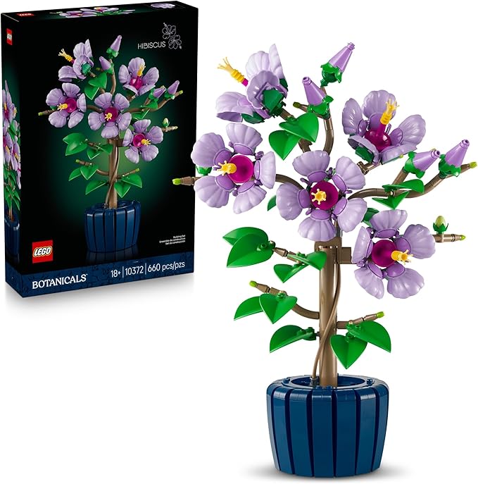 LEGO Botanicals Hibiscus Flower Building Set - Artificial Plant & Flower Building Blocks for Women & Men, Ages 18+ - Home,...