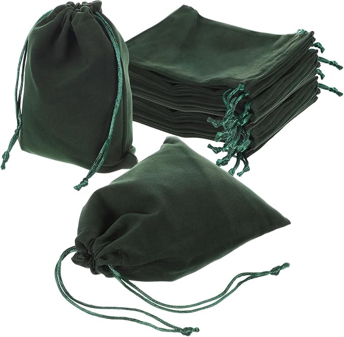 uxcell 25 Pcs Velvet Drawstring Bag, 5 x 6 Inch Jewelry Velvet Pouches Gift Bags for Wedding Party Favor Candy Jewelry Pac...