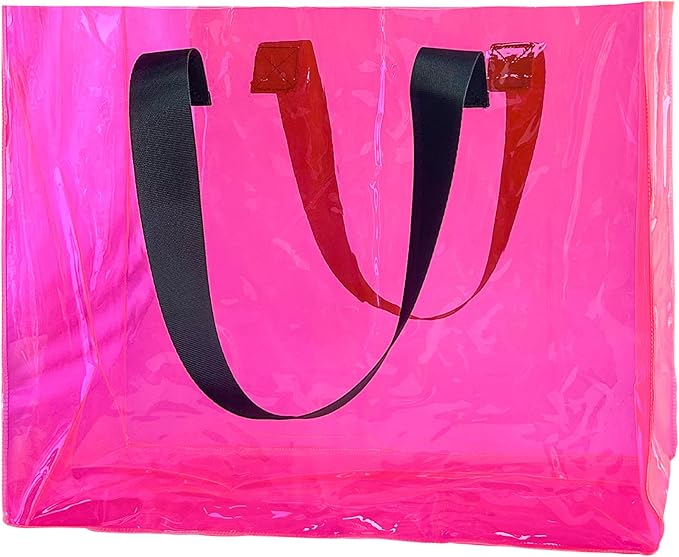 TotePrint Holographic PVC Beach Bag Waterproof - 18×13×6inch Large Clear Tote for Women Men Pool Travel Sandproof Carry All