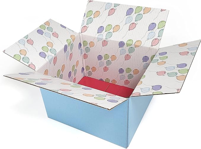 Great Papers! GiftIn Corrugated Shipping Box, Balloon Design, Care Package, for Gifts, Small Business, Weddings, and Class...