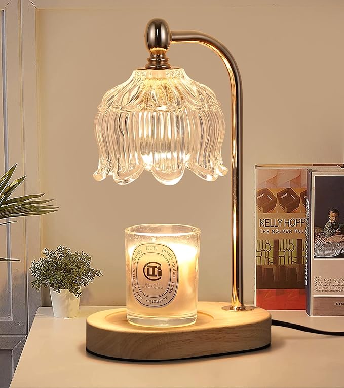 MEIXISUE Candle Warmer Lamp with Timer and Dimmer,Electric Gold Light Gifts for Women Melt Wax Warmer Lamp with 2 Bulbs fo...