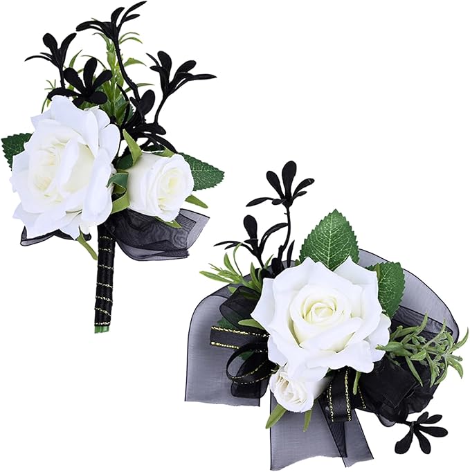MAFELOE Corsage Boutonniere Set of 2 Pieces, Artificial Flower Supplies for Prom Party Business Celebration Suit Decoratio...