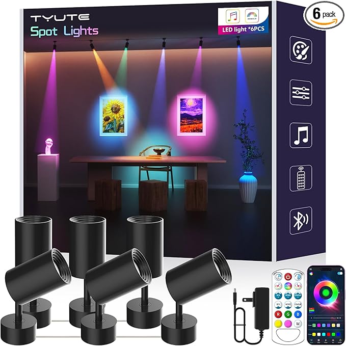 Tyute RGB Color Changing Spotlights - 16 Million Colors, LED Spotlight lamp with App & Remote Control, Dimmable LED Downli...