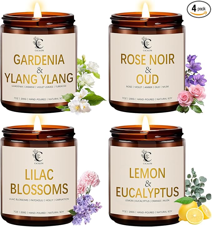 Scented Candles Set, 4Pack Floral Candles, Women Candles Gifts Valentine's Day Gift for Her Long Lasting Soy Wax Candle No...