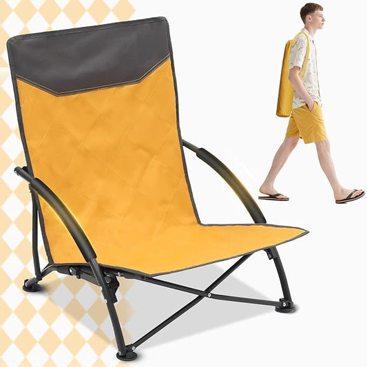 Sekey Portable Beach Chair, Lightweight Camping Chair with Carry Bag, Low Folding Beach Chair for Adults, Compact Ourdoor ...