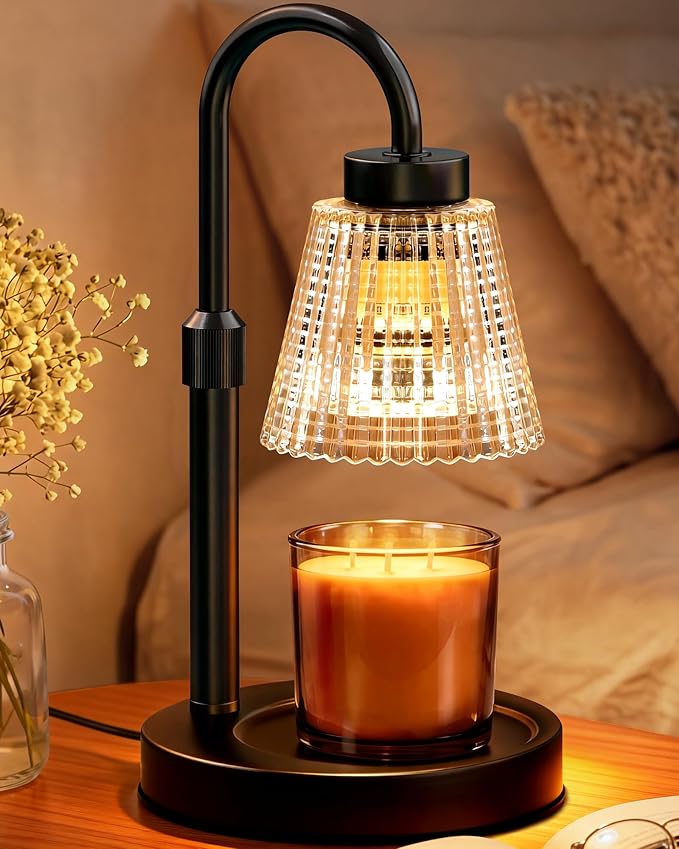 Girece Candle Warmer Lamp with Timer and Dimmer, Adjustable Height Electric Candle Warmer for Jar Candles, 2 Bulbs, Modern...