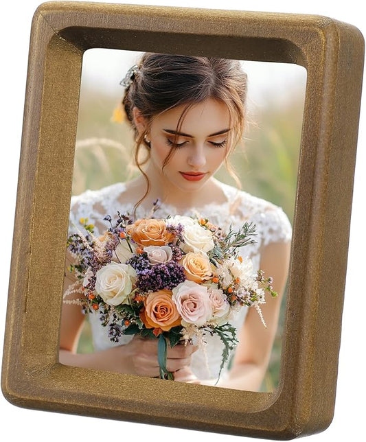 uxcell 3 x 4inch Natural Wood Photo Frames, Mini Wooden Finish Picture Frame Tabletop Photo Frame with Mat for Desktop Dis...