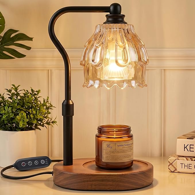Candle Warmer Lamp with Timer and Wireless Remote Control, Dimmable Candle Warmer for Jar Candles, Height Adjustable Wax M...