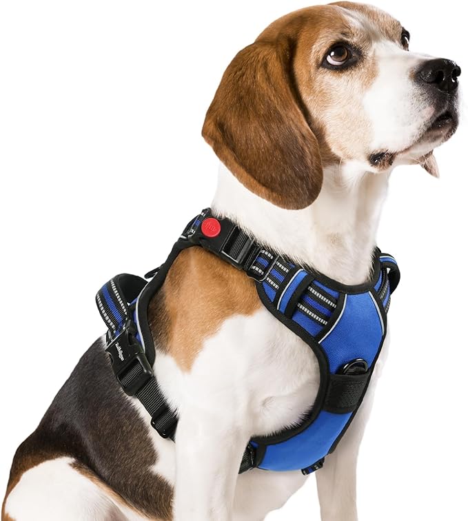rabbitgoo Dog Harness Medium Sized, No Pull Pet Harness with 3 Buckles, Adjustable Soft Padded Vest with Control Handle, W...