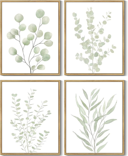 Drsoum Botanical Plant Framed Wall Art Boho Wall Decor for Bathroom Sage Green Eucalyptus Leaf Prints Minimalist Aesthetic...