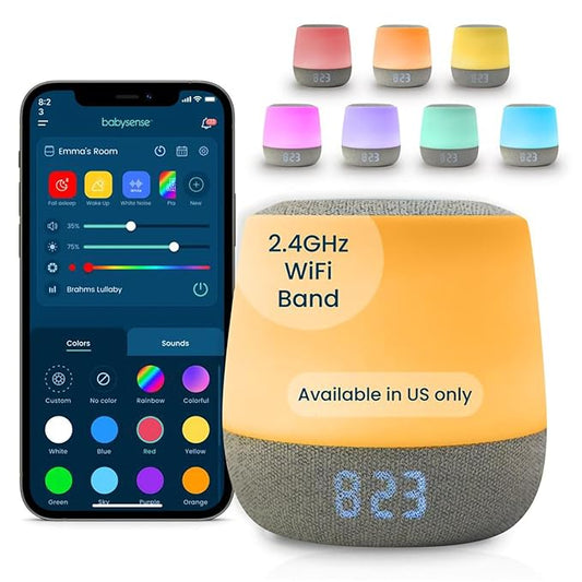 Babysense Baby Sound Machine with Night Light | 2nd Gen | 28 Soothing Sounds | Toddler Sleep Trainer | App-Controlled Whit...