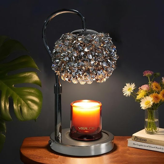VXUNLIOR Luxury Candle Warmer Lamp with Timer & Dimmable Brightness, Crystal Gemstone Shade & Premium Base - Adjustable Wa...
