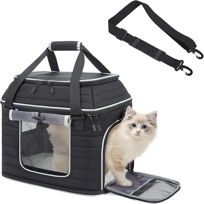 Top-Expandable Pet Carrier: NOBLE DUCK Airline Approved Pet Travel Bag for Cats/Dogs Up to 20 Lbs | Soft-Sided, Multi-Side...