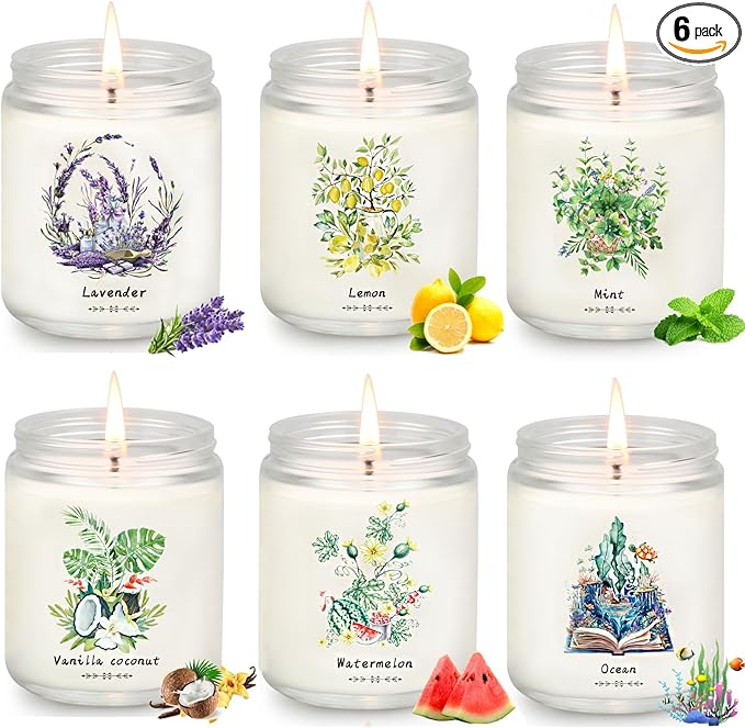6 Pack Candles for Home Scented, 37.8 oz 300 Hour Long Lasting Aroma Candles,Scented Candles for Women, Natural Non Toxic ...