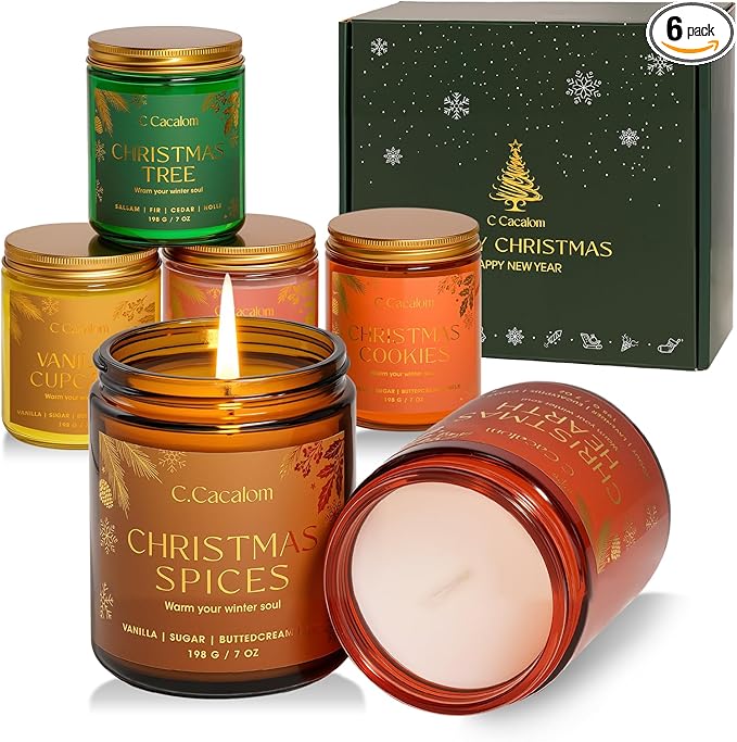 6 Pack Christmas Candles Gift Set, Scented Candles for Home, Soy Wax Luxury Decorative Candle Holiday Gift Set, Christmas ...