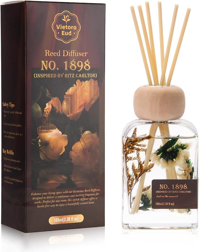 Luxury Hotel Scent Reed Diffuser 100ml (3.38oz) | No.1898 Hotel Collection Diffuser Oil Inspired by Ritz Carlton | Home, B...