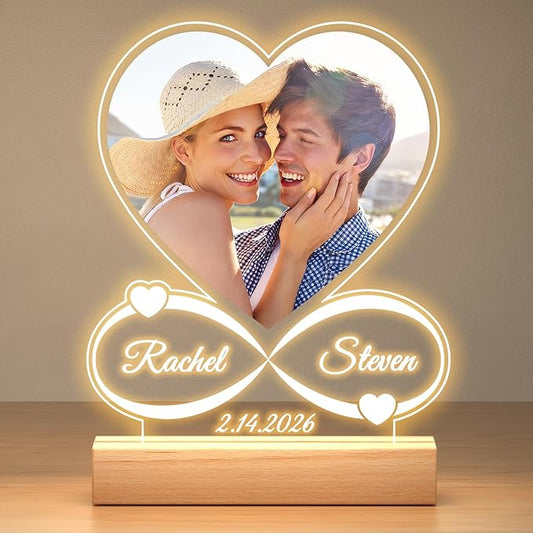 Jkolalin Custom Picture Frames with Photo, Custom Photo Frame with Night Light, Personalized Picture Frame, Personalized A...