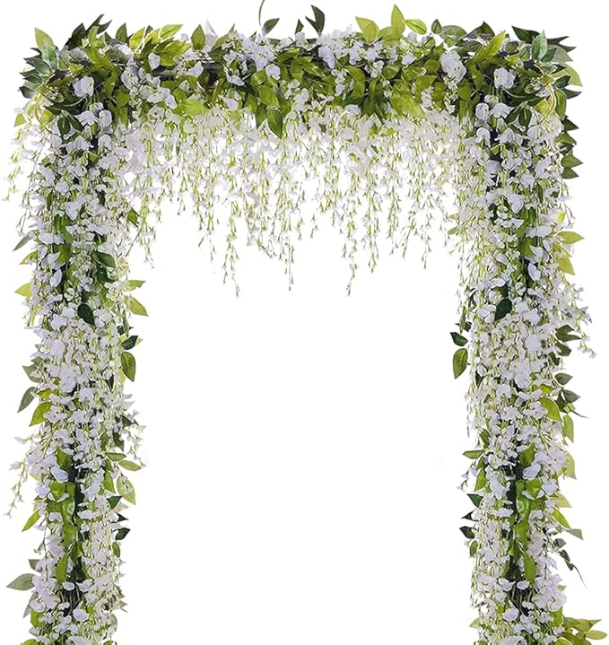 SLanC Wisteria Garland Artificial Flowers Wisteria Vine - 5Pcs Total 33ft Fake Wisteria Hanging Flower