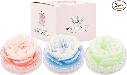 Naimo 3 Pack Flower Candles Soy Wax Scented Candle Aromatherapy Home Decor Wedding Birthday Anniversary Decorative Candle ...