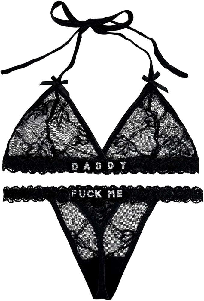 ToKuaigo Personalized Thongs with Name - Custom Thong with Name Bra Set, Personalized Gifts, Custom Funny Name Underwear