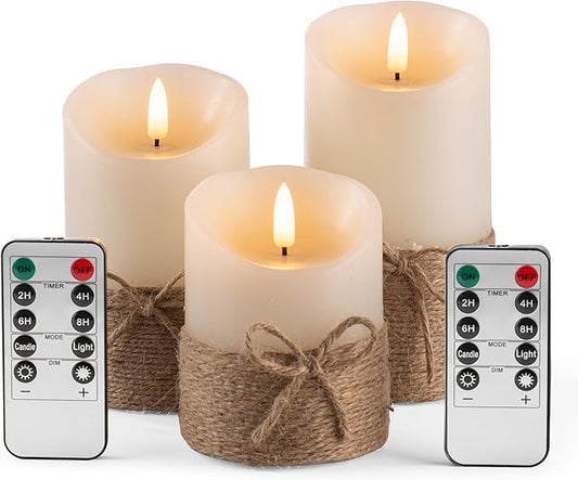 AKU TONPA Flameless Candles Battery Operated Pillar Real Wax Electric LED Candle Gift Set with Remote Control and Timer, ...