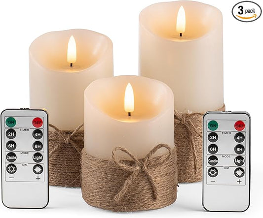 AKU TONPA Flameless Candles Battery Operated Pillar Real Wax Electric LED Candle Gift Set with Remote Control and Timer, ...