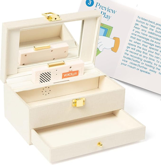 VOICEGIFT Memory Box, Recordable Memory Box with Removable Voice Recorder Module, Decorative Keepsake Box for Photos & Jew...