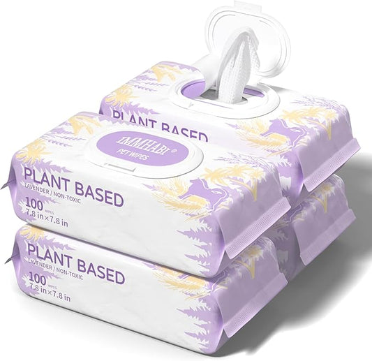IMMHABI 400 PCS Pet Wipes for Paws and Butt Hypoallergenic Pets Cleansing & Deodorizing Anal Gland Hygienic Puppy Wipes fo...