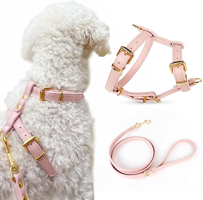 Luxury No Pull Dog Harness and Leash Set, PU Leather Escape-Proof Design, Anti-Choke Comfort, Front/Back Attachment, Essen...