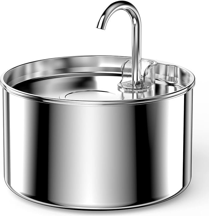 Stainless Steel Cat Water Fountain: Pet Fountains Indoor Metal Automatic Dispenser Cat Waterer Bowls Dog Faucet Bottle Pet...