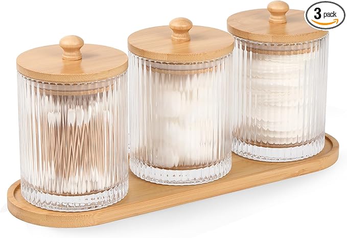 eggs sound 3 Pack Qtip Holder - Bathroom Organizers and Storage, Cotton Round Holder Floss Pick Cotton Ball Holder Swab Di...