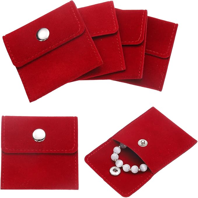 uxcell 6 Pcs Velvet Jewelry Pouches with Snap Button 2.8x2.8 Inch,Soft Jewelry Pouches Storage Bags Small Velvet Gift Bags...