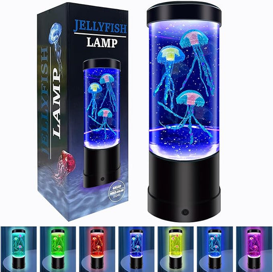 Jellyfish Lamp,7 Color Changing Aquarium Light,USB/Battery Bubble Jellyfish Night Light,Desk Mood Lamp for Home Bedroom Ro...