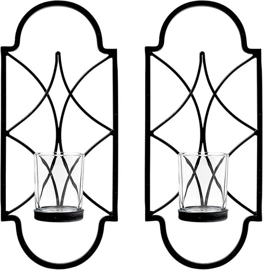 Hosley Set of 2 12 Inch High Iron Tealight Candle Wall Sconces Ideal Gift for Wedding Special Occasion Spa Aromatherapy Ha...