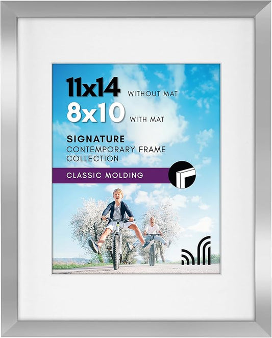 Americanflat 11x14 Picture Frame with Shatter-Resistant Glass - Use as 8x10 Frame with Mat or Display 11x14 Photo Without ...